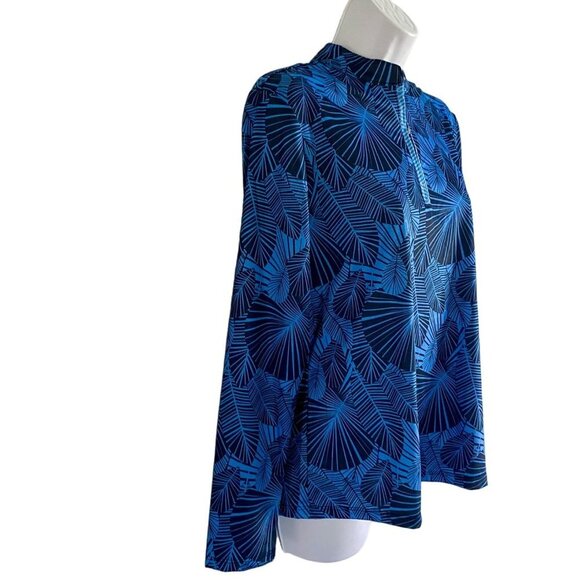 Court Haley Azure Sky Palm Fronds Quarter Zip Pull Over Women's Medium NEW - Picture 5 of 8